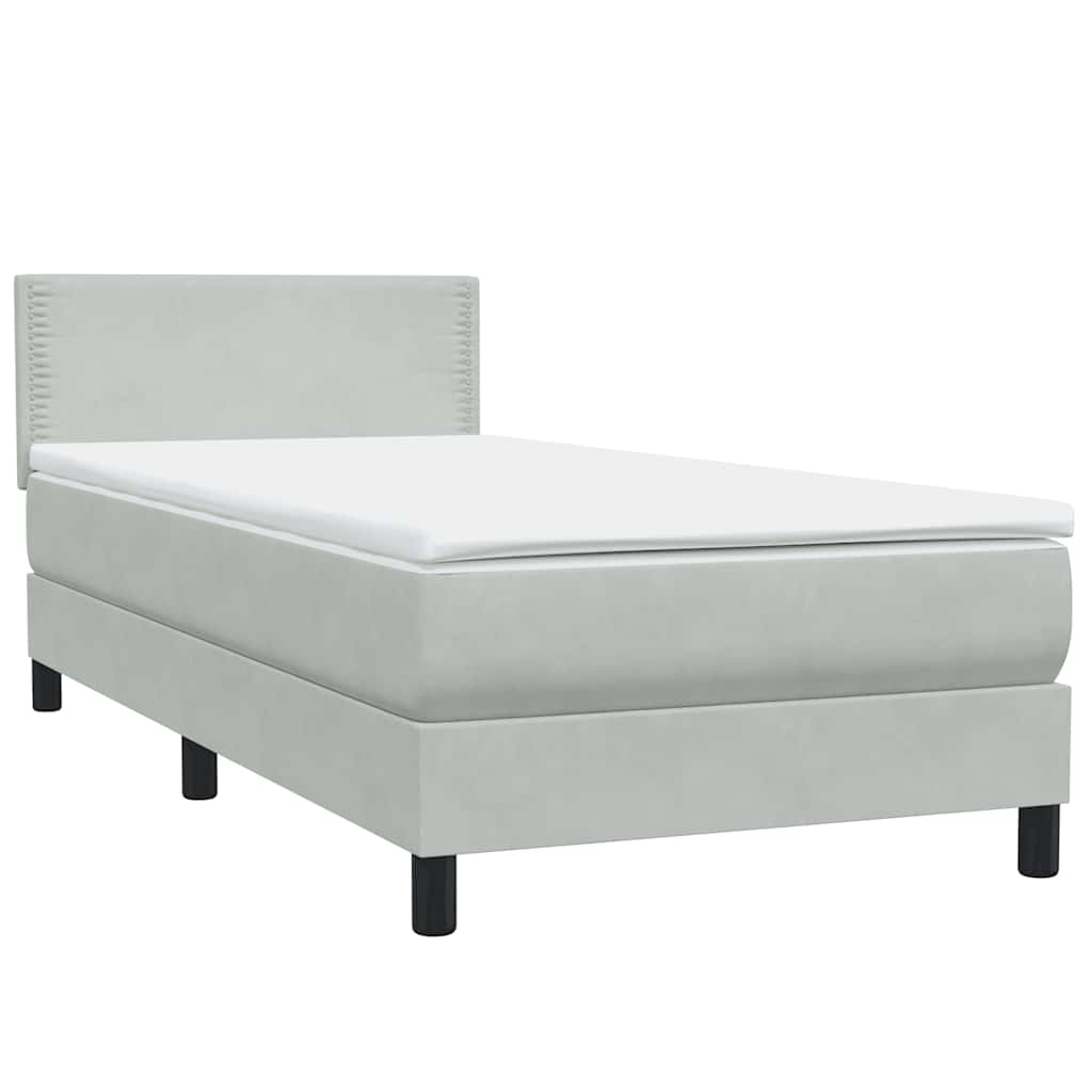 Boxspring met matras en LED fluweel lichtgrijs 100x210 cm – afbeelding 5