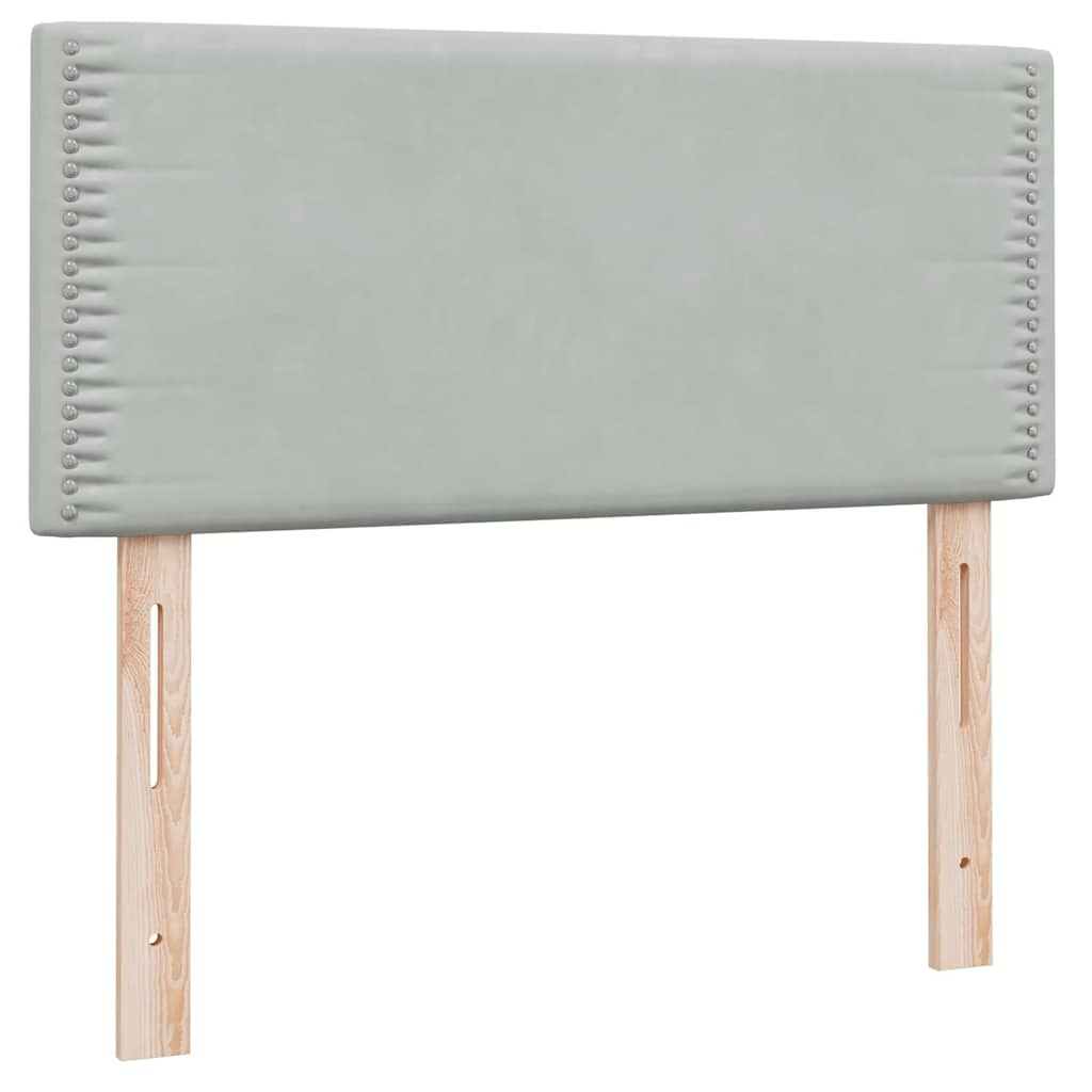 Boxspring met matras en LED fluweel lichtgrijs 100x210 cm – afbeelding 7