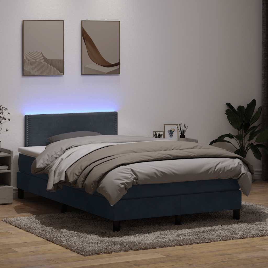 Boxspring met matras en LED fluweel donkergrijs 120x210 cm – afbeelding 1