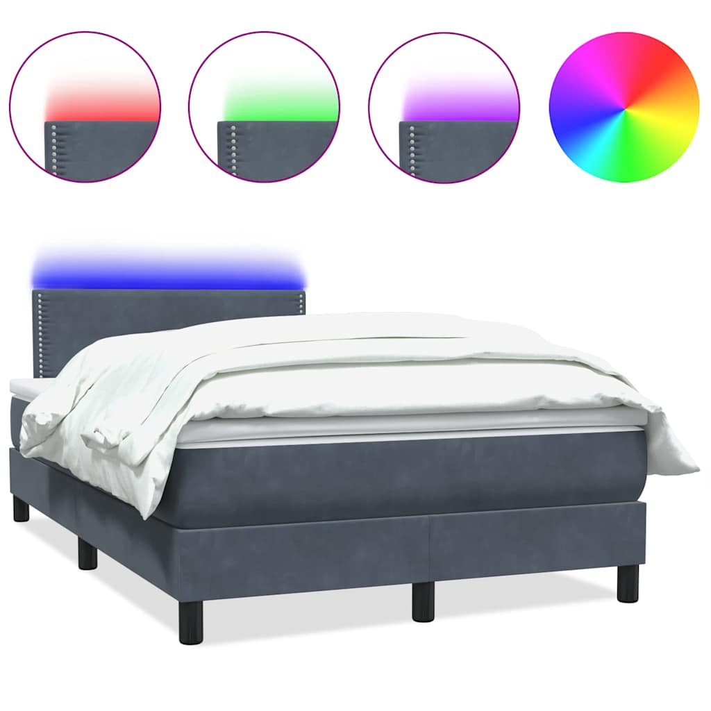 Boxspring met matras en LED fluweel donkergrijs 120x210 cm – afbeelding 2