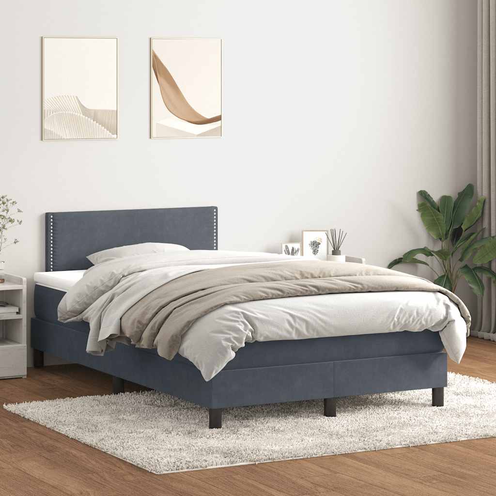 Boxspring met matras en LED fluweel donkergrijs 120x210 cm – afbeelding 4