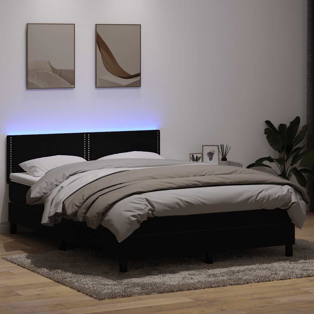Boxspring met matras en LED fluweel zwart 160x210 cm – afbeelding 1