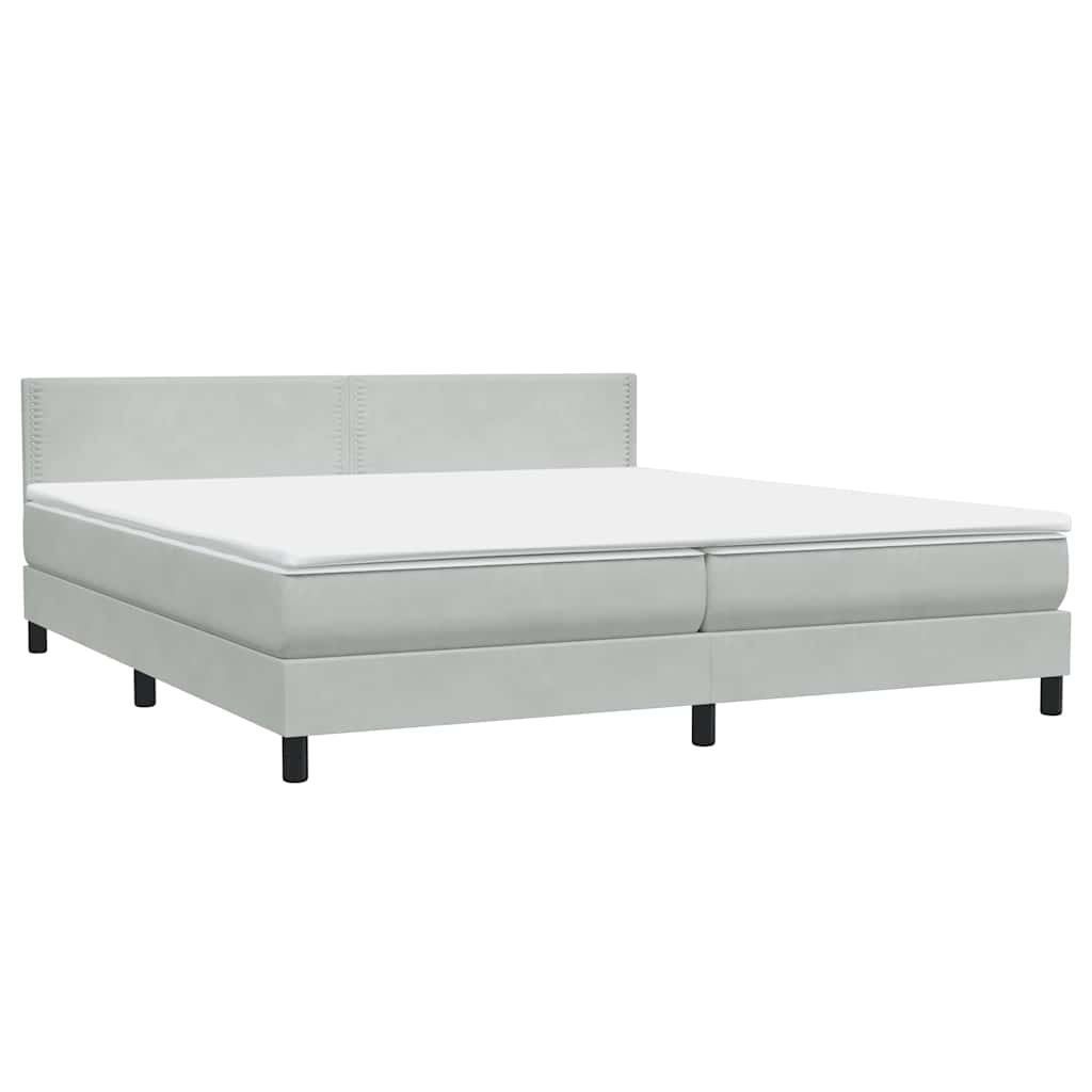 Boxspring met matras en LED fluweel lichtgrijs 200x210 cm – afbeelding 5