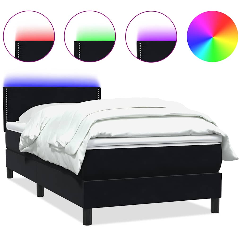 Boxspring met matras en LED fluweel zwart 100x220 cm – afbeelding 2
