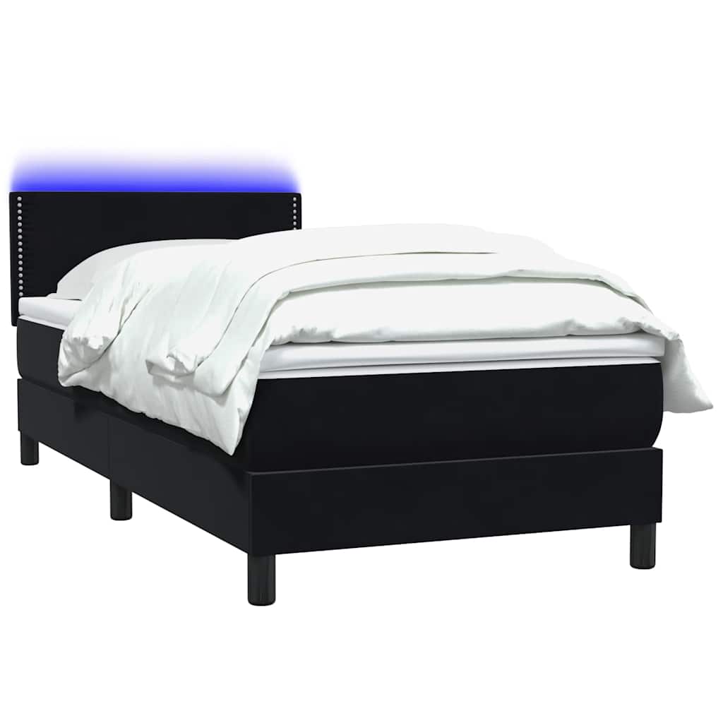 Boxspring met matras en LED fluweel zwart 100x220 cm – afbeelding 3