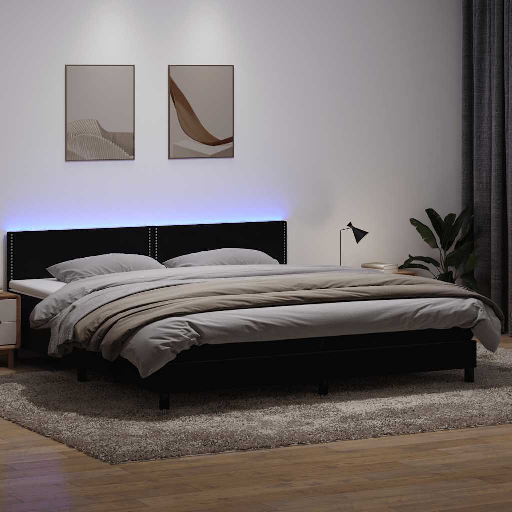 Boxspring met matras en LED fluweel zwart 200x220 cm – afbeelding 1