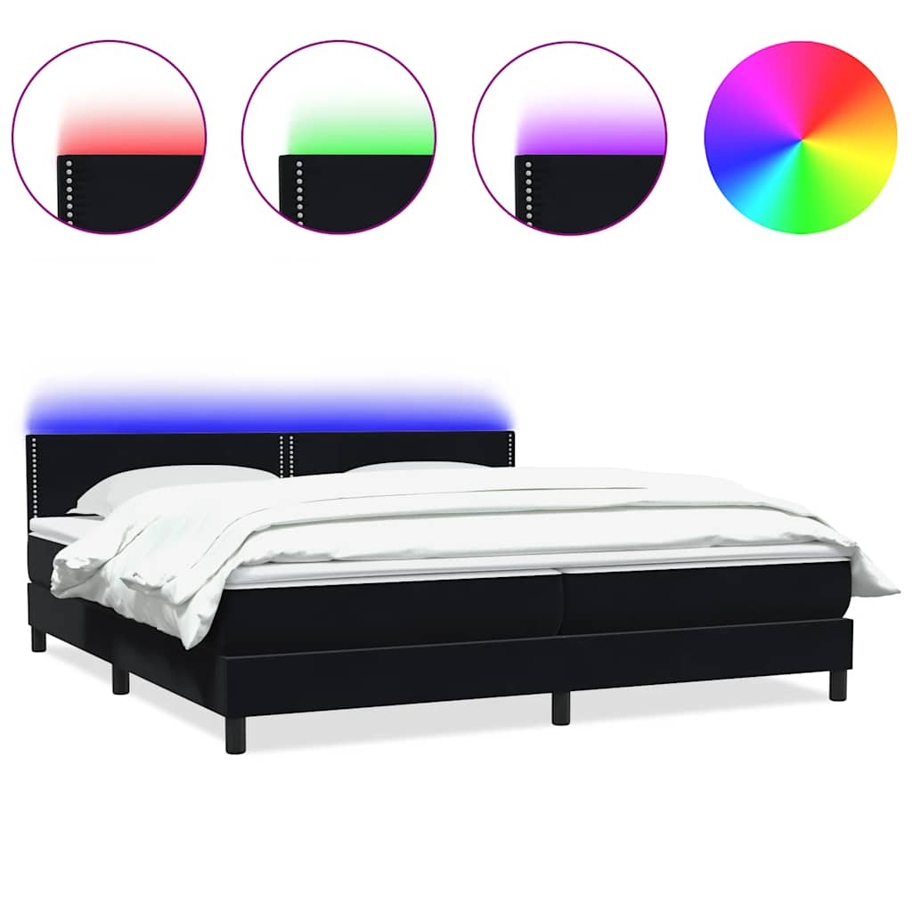 Boxspring met matras en LED fluweel zwart 200x220 cm – afbeelding 2