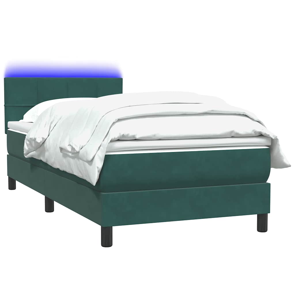 Boxspring met matras en LED fluweel donkergroen 80x210 cm – afbeelding 3