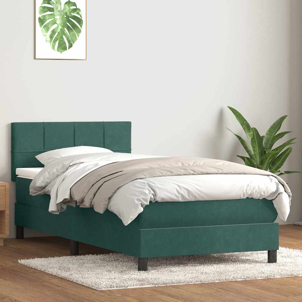 Boxspring met matras en LED fluweel donkergroen 80x210 cm – afbeelding 4