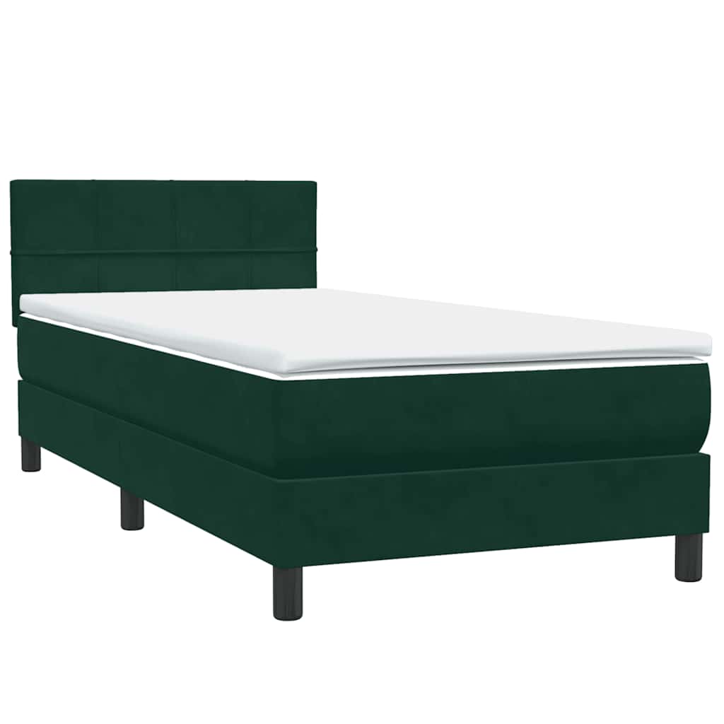 Boxspring met matras en LED fluweel donkergroen 90x210 cm – afbeelding 5