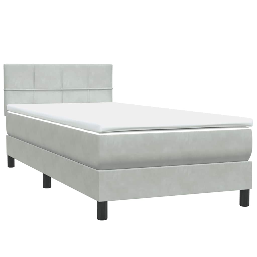Boxspring met matras en LED fluweel lichtgrijs 100x210 cm – afbeelding 5