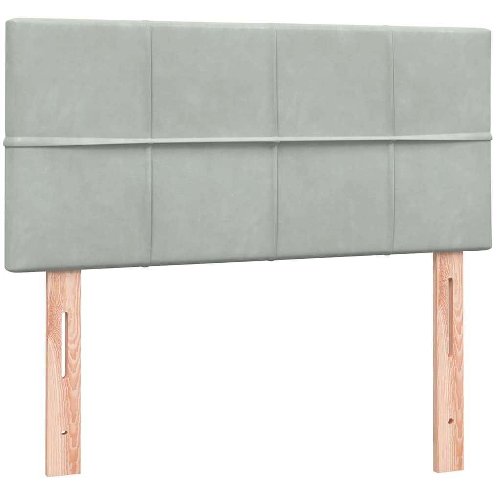 Boxspring met matras en LED fluweel lichtgrijs 100x210 cm – afbeelding 7