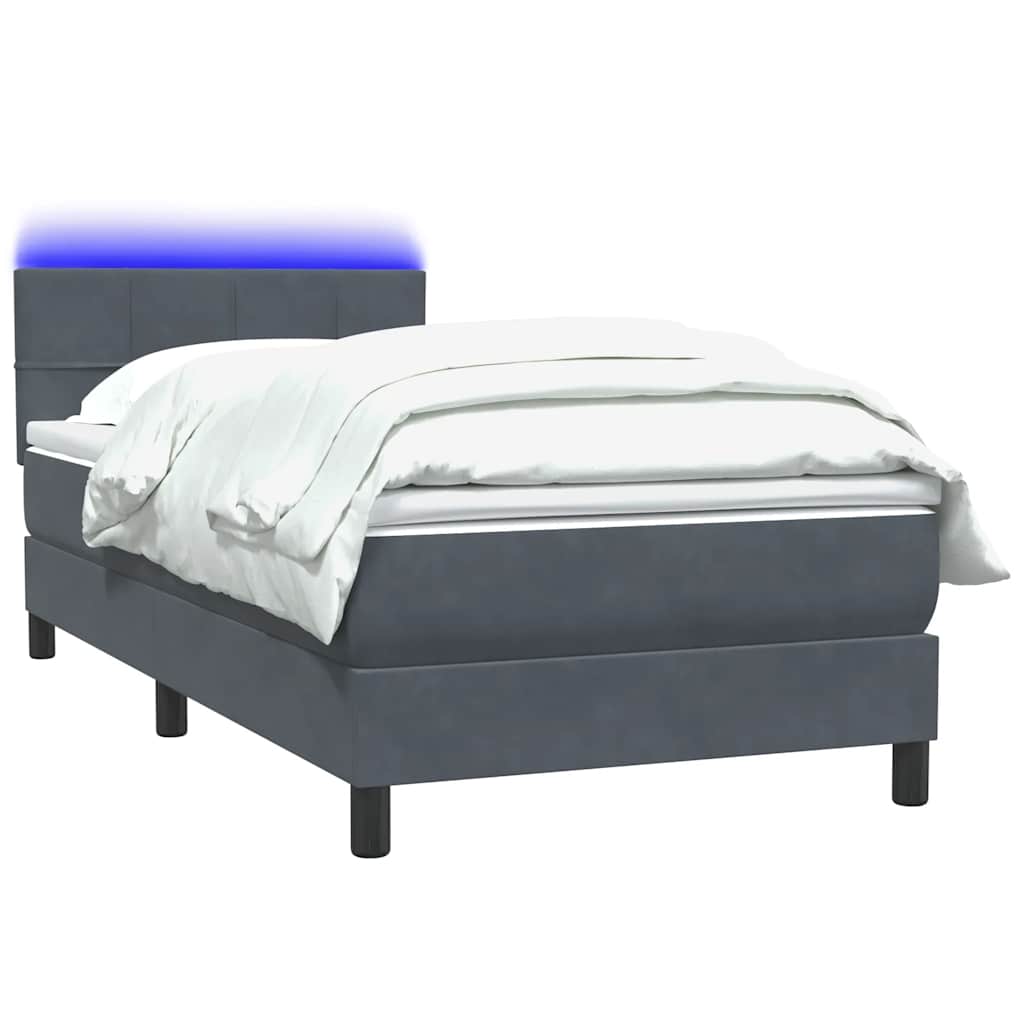 Boxspring met matras en LED fluweel donkergrijs 100x210 cm – afbeelding 3