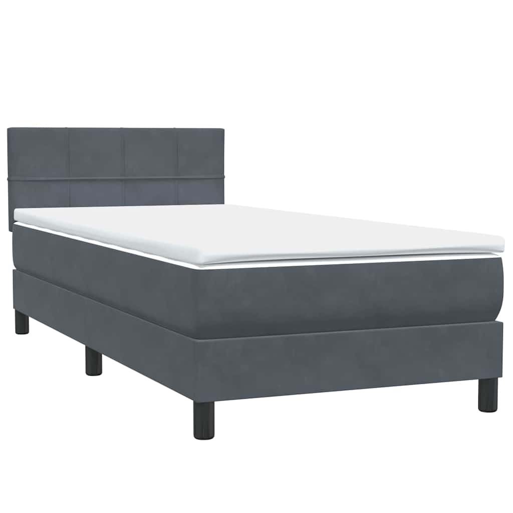 Boxspring met matras en LED fluweel donkergrijs 100x210 cm – afbeelding 5