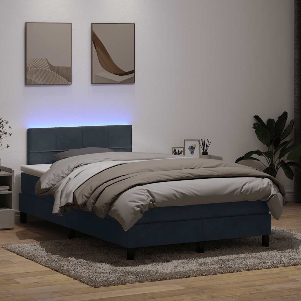 Boxspring met matras en LED fluweel donkergrijs 120x210 cm – afbeelding 1