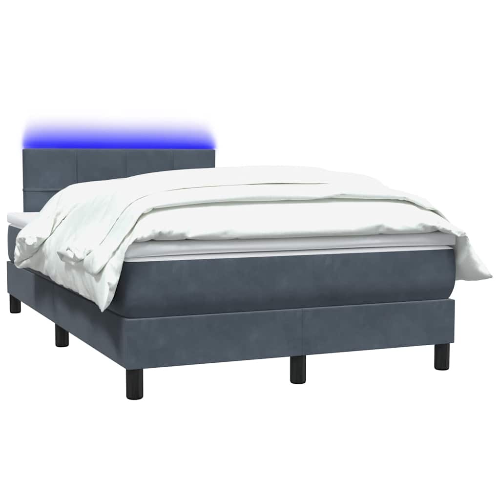 Boxspring met matras en LED fluweel donkergrijs 120x210 cm – afbeelding 3