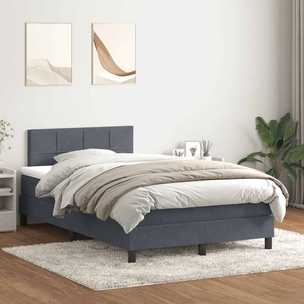 Boxspring met matras en LED fluweel donkergrijs 120x210 cm – afbeelding 4
