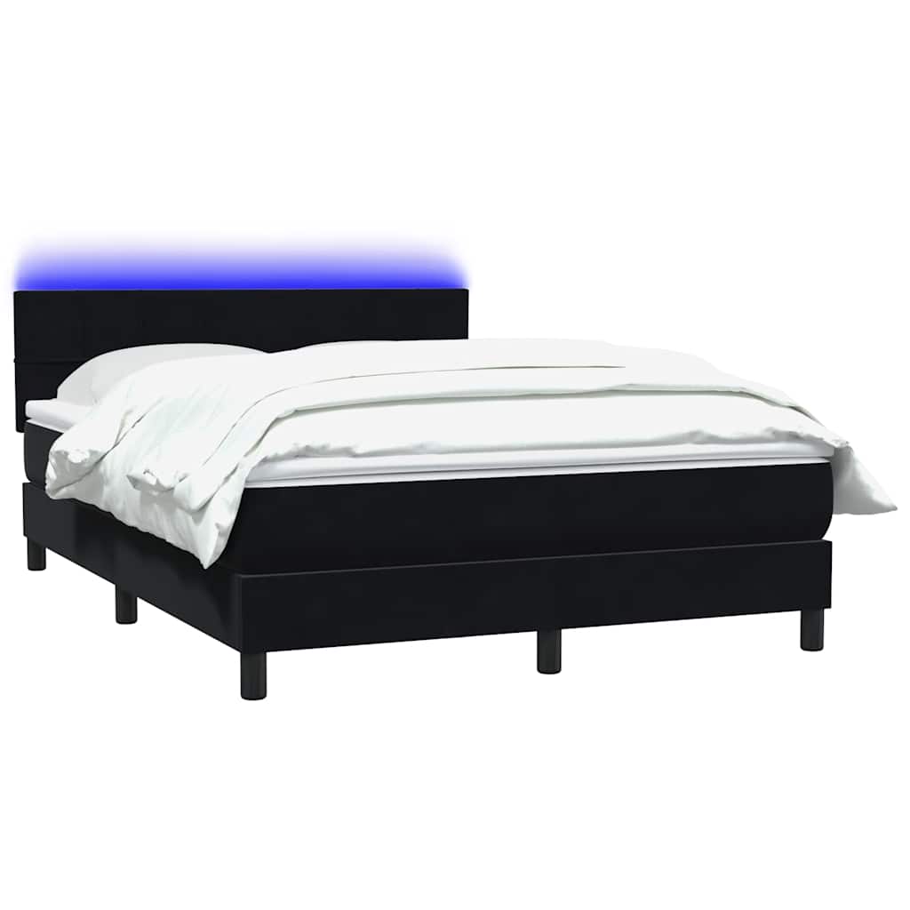 Boxspring met matras en LED fluweel zwart 140x210 cm – afbeelding 3