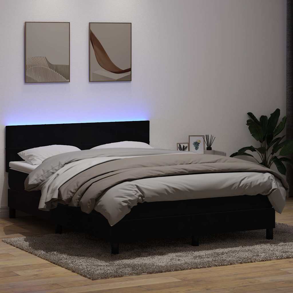 Boxspring met matras en LED fluweel zwart 160x210 cm – afbeelding 1