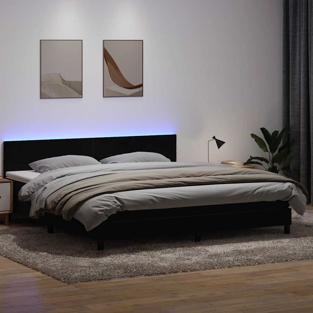Boxspring met matras en LED fluweel zwart 180x210 cm – afbeelding 1