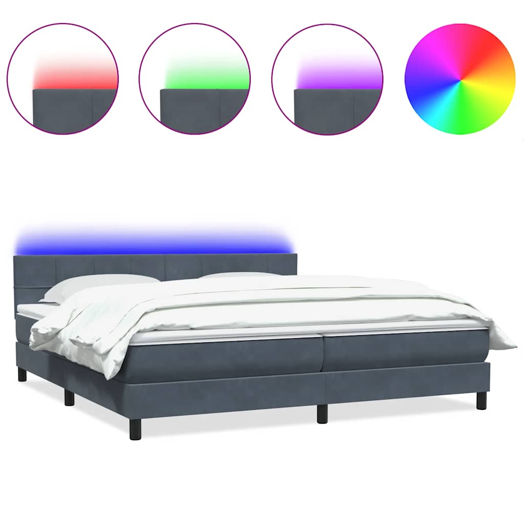 Boxspring met matras en LED fluweel donkergrijs 200x210 cm – afbeelding 2