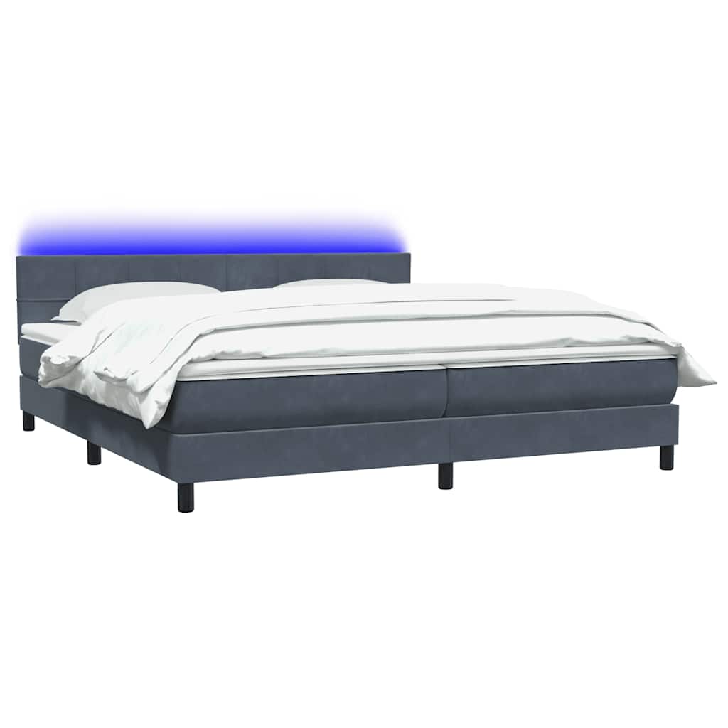 Boxspring met matras en LED fluweel donkergrijs 200x210 cm – afbeelding 3
