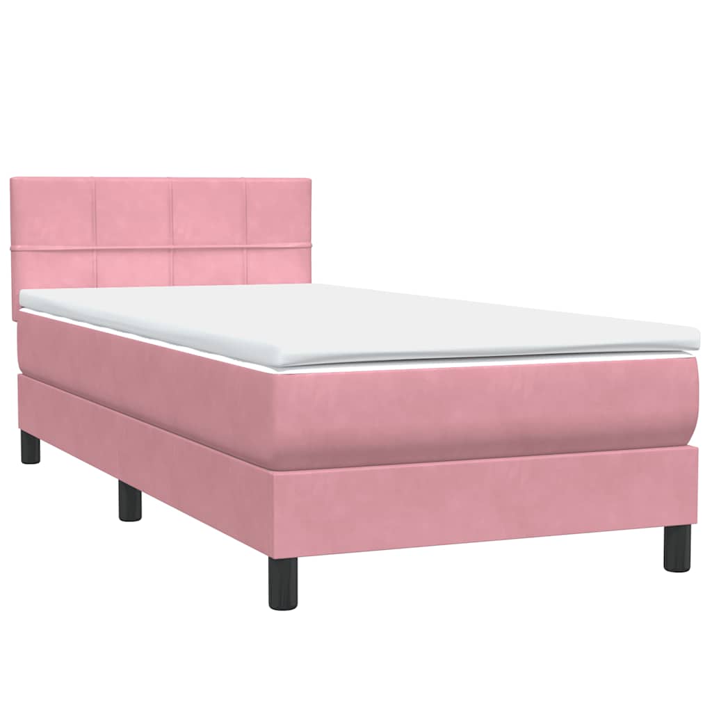 Boxspring met matras en LED fluweel roze 80x220 cm – afbeelding 5