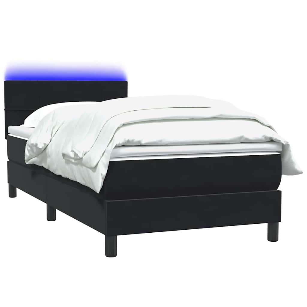 Boxspring met matras en LED fluweel zwart 90x220 cm – afbeelding 3