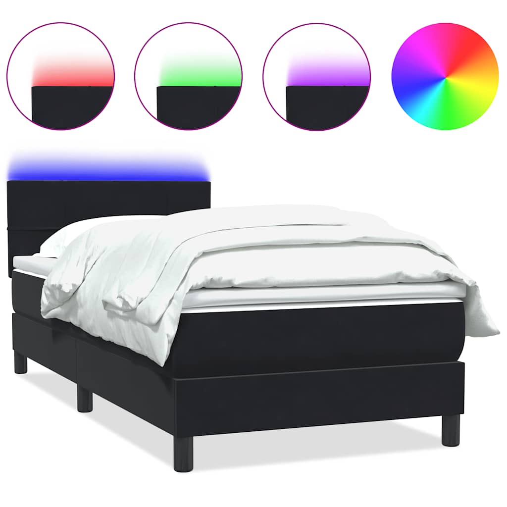 Boxspring met matras en LED fluweel zwart 100x220 cm – afbeelding 2