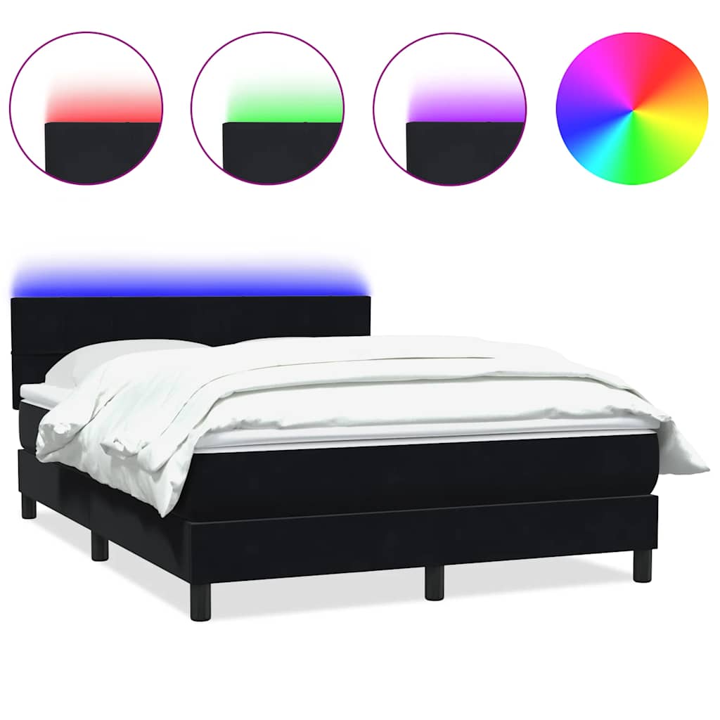 Boxspring met matras en LED fluweel zwart 140x220 cm – afbeelding 2