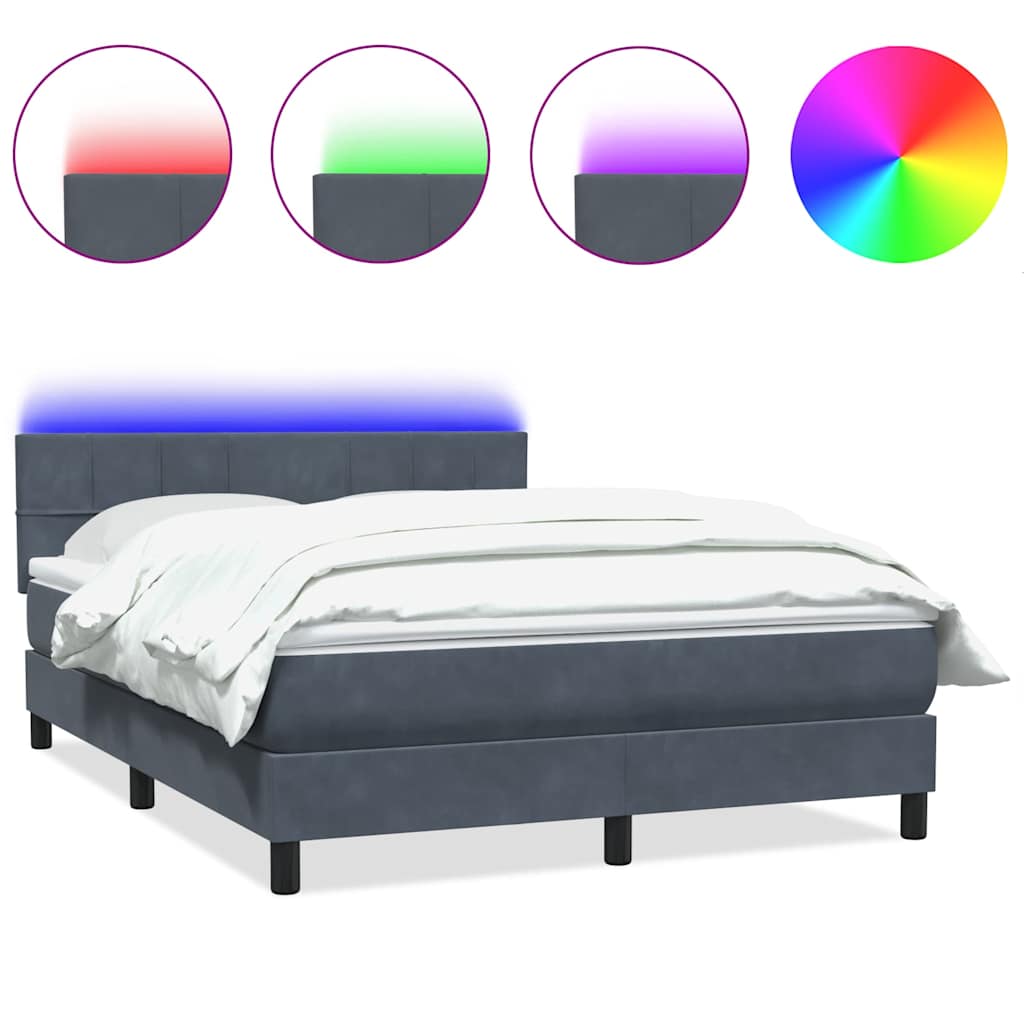 Boxspring met matras en LED fluweel donkergrijs 160x220 cm – afbeelding 2