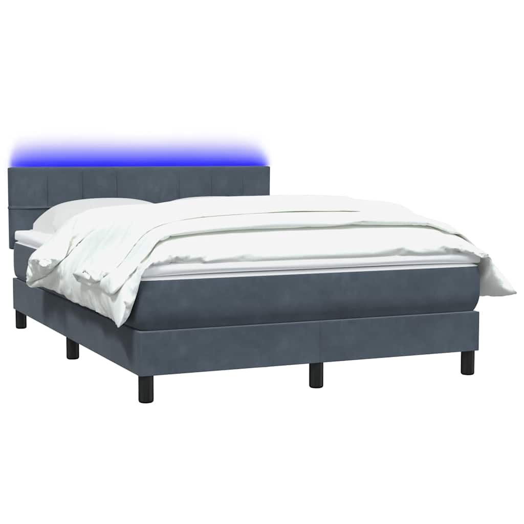 Boxspring met matras en LED fluweel donkergrijs 160x220 cm – afbeelding 3