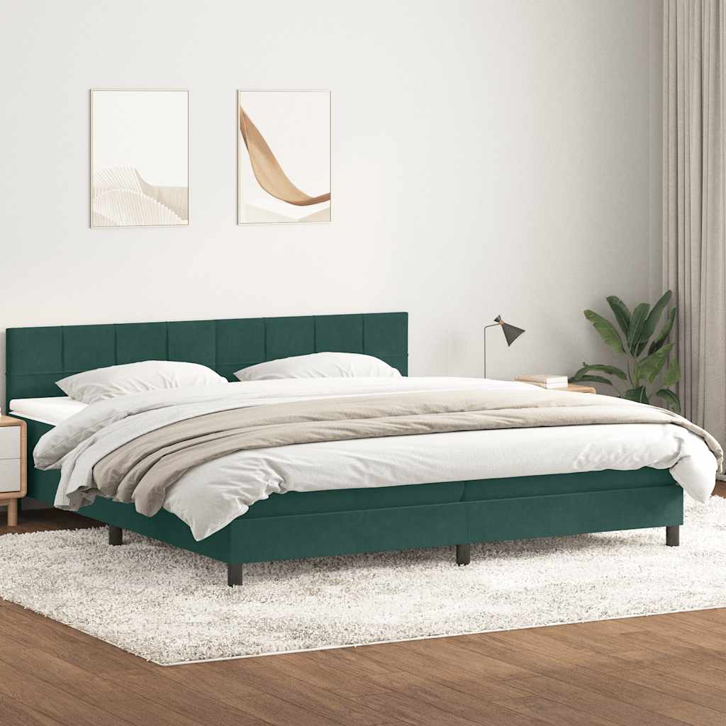 Boxspring met matras en LED fluweel donkergroen 180x220 cm – afbeelding 4