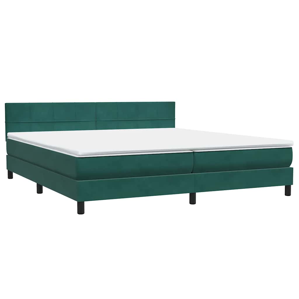 Boxspring met matras en LED fluweel donkergroen 180x220 cm – afbeelding 5