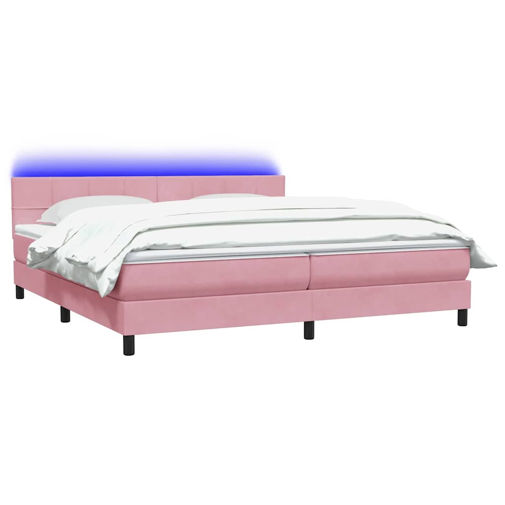 Boxspring met matras en LED fluweel roze 180x220 cm – afbeelding 3