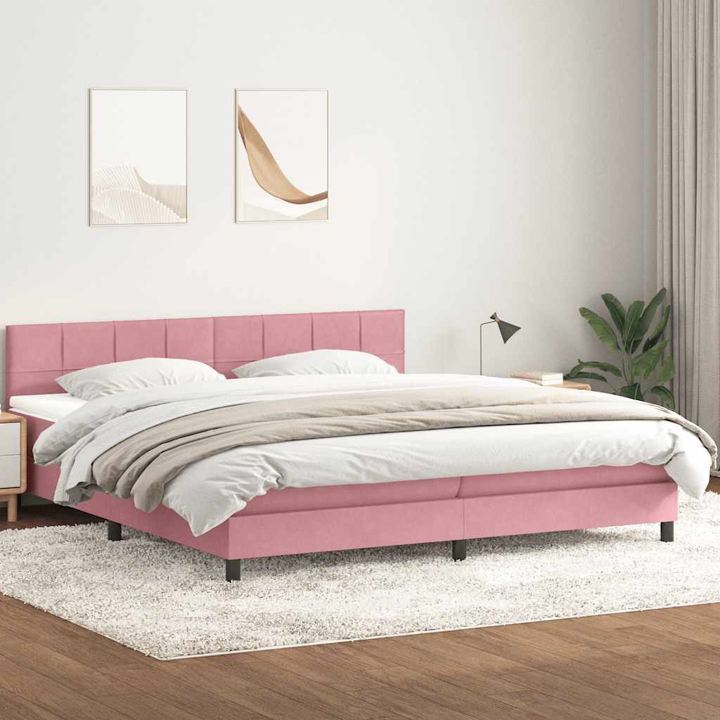 Boxspring met matras en LED fluweel roze 180x220 cm – afbeelding 4