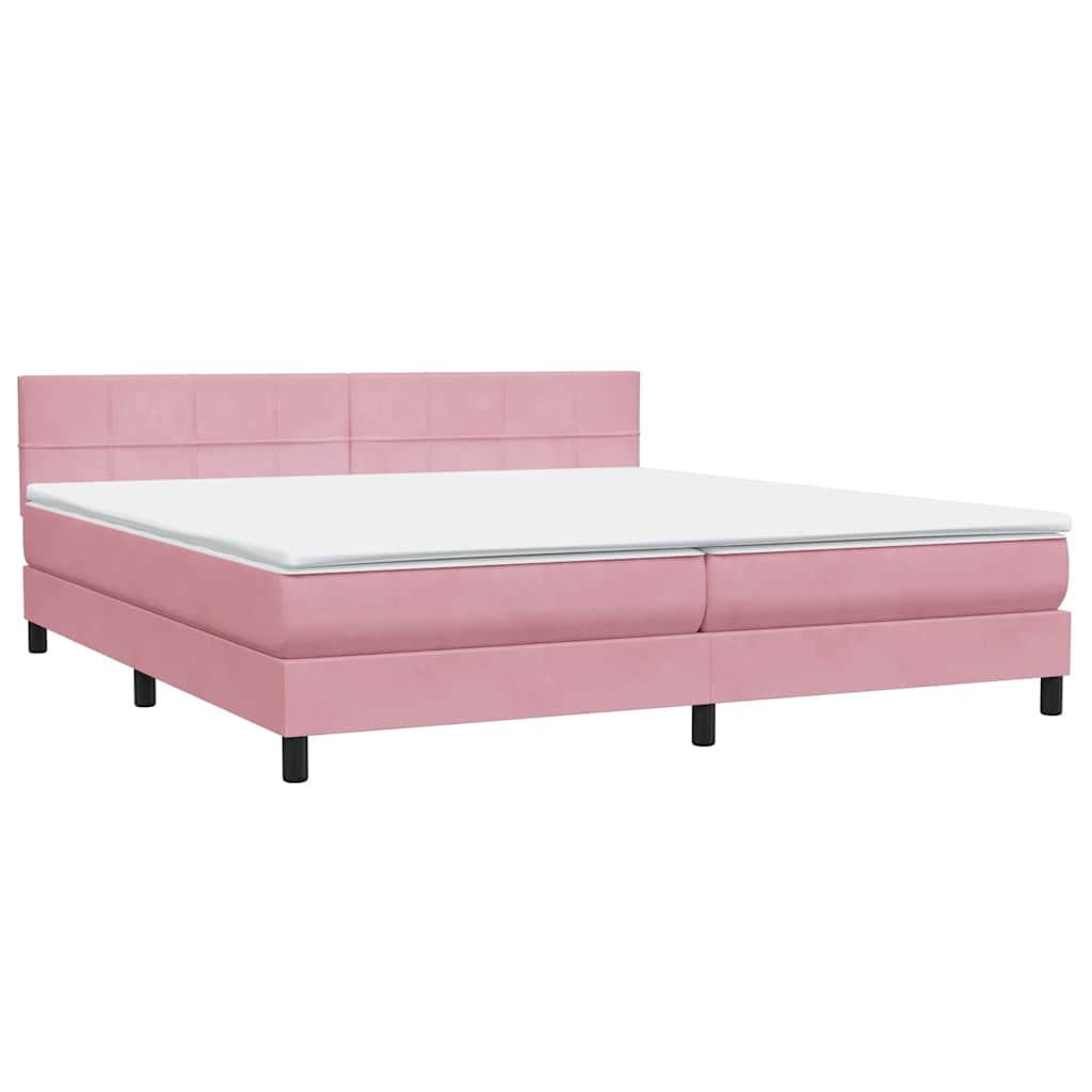 Boxspring met matras en LED fluweel roze 180x220 cm – afbeelding 5