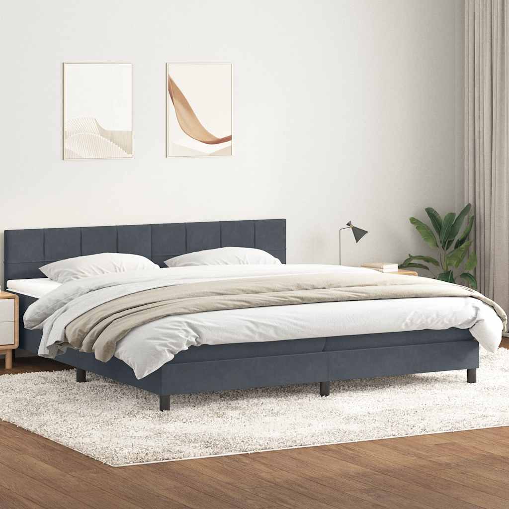Boxspring met matras en LED fluweel donkergrijs 200x220 cm – afbeelding 4