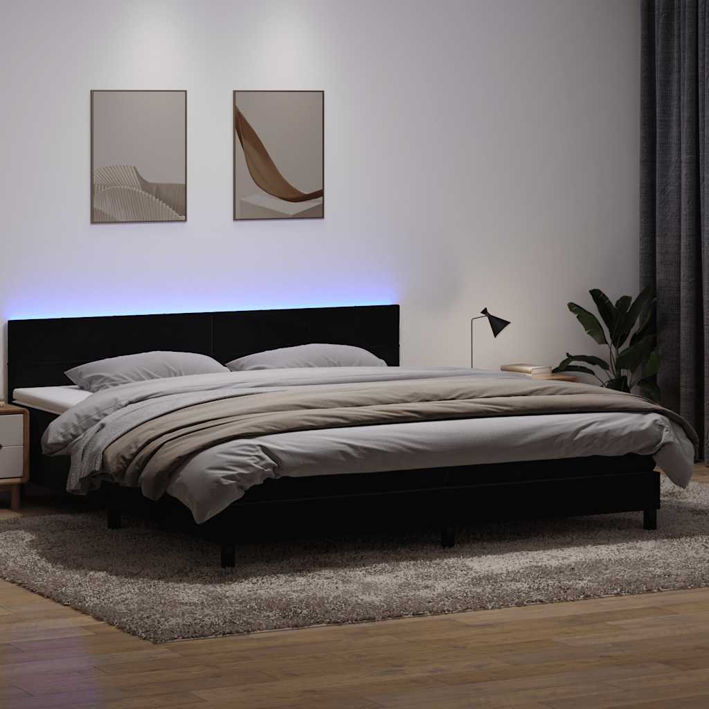 Boxspring met matras en LED fluweel zwart 200x220 cm – afbeelding 1