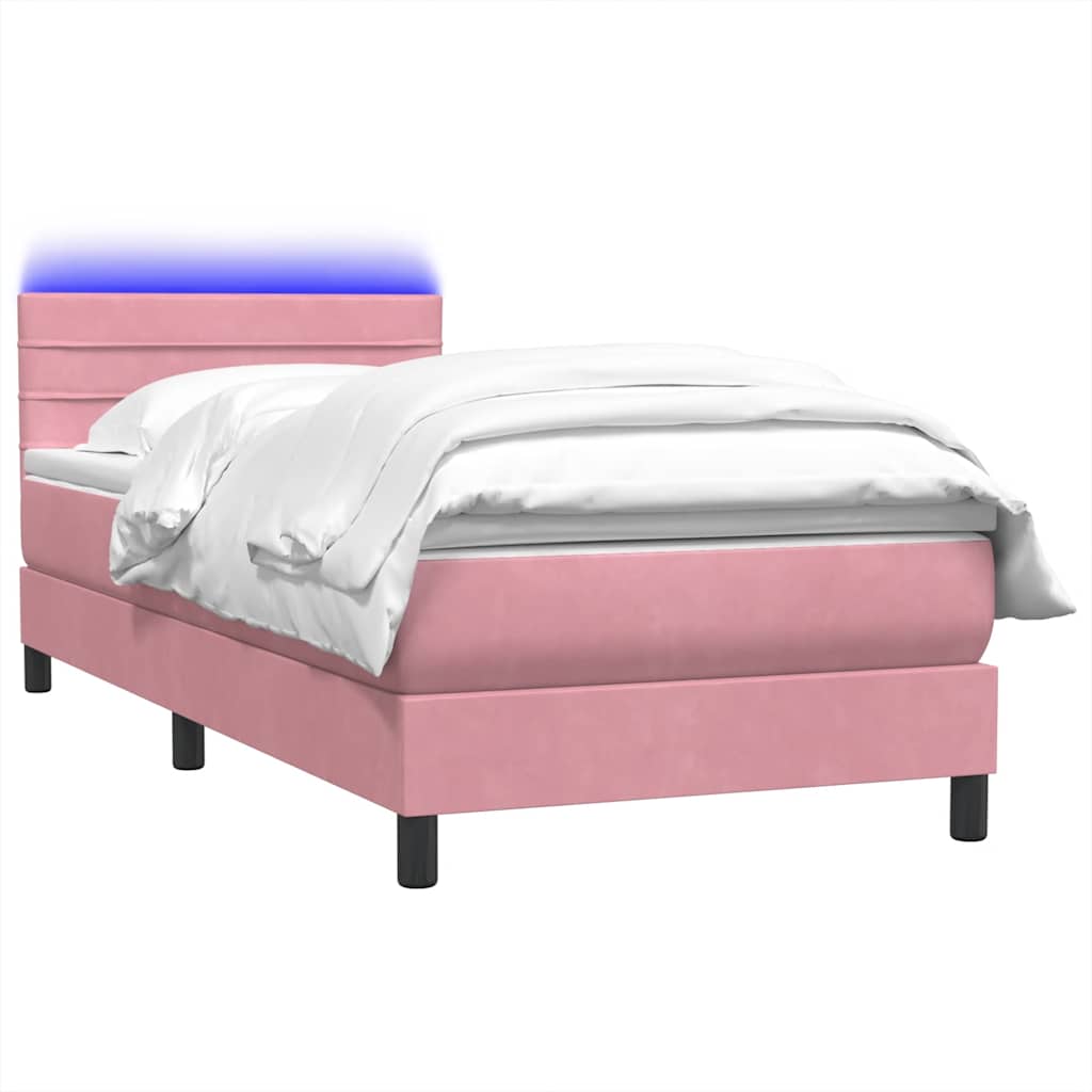Boxspring met matras en LED fluweel roze 80x210 cm – afbeelding 3