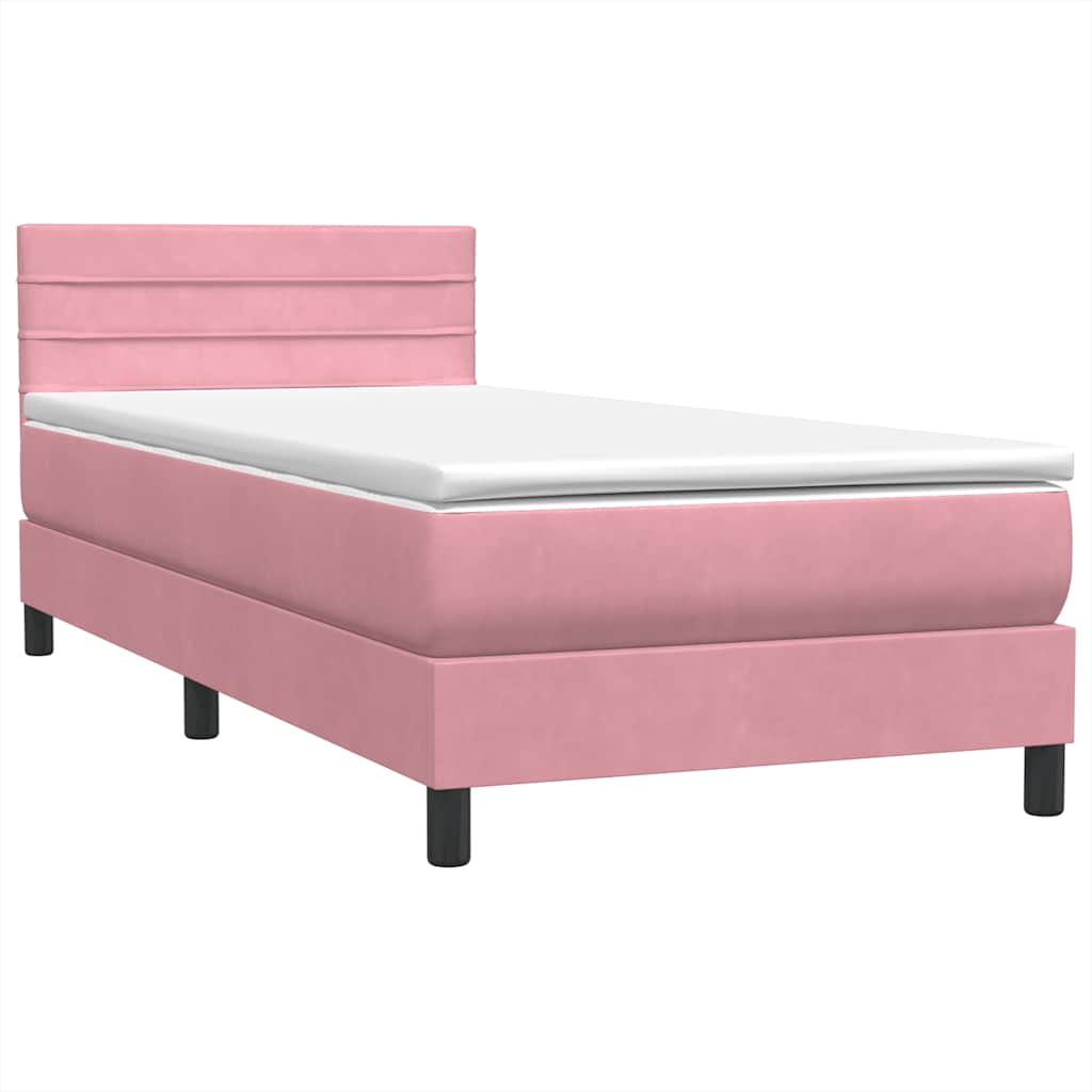 Boxspring met matras en LED fluweel roze 80x210 cm – afbeelding 5