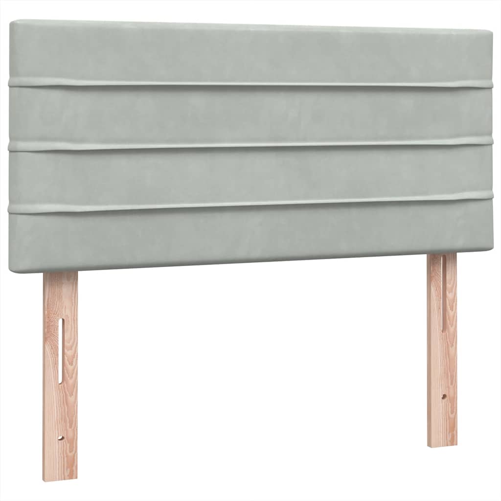 Boxspring met matras en LED fluweel lichtgrijs 100x210 cm – afbeelding 8