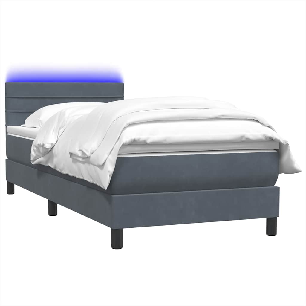 Boxspring met matras en LED fluweel donkergrijs 100x210 cm – afbeelding 3