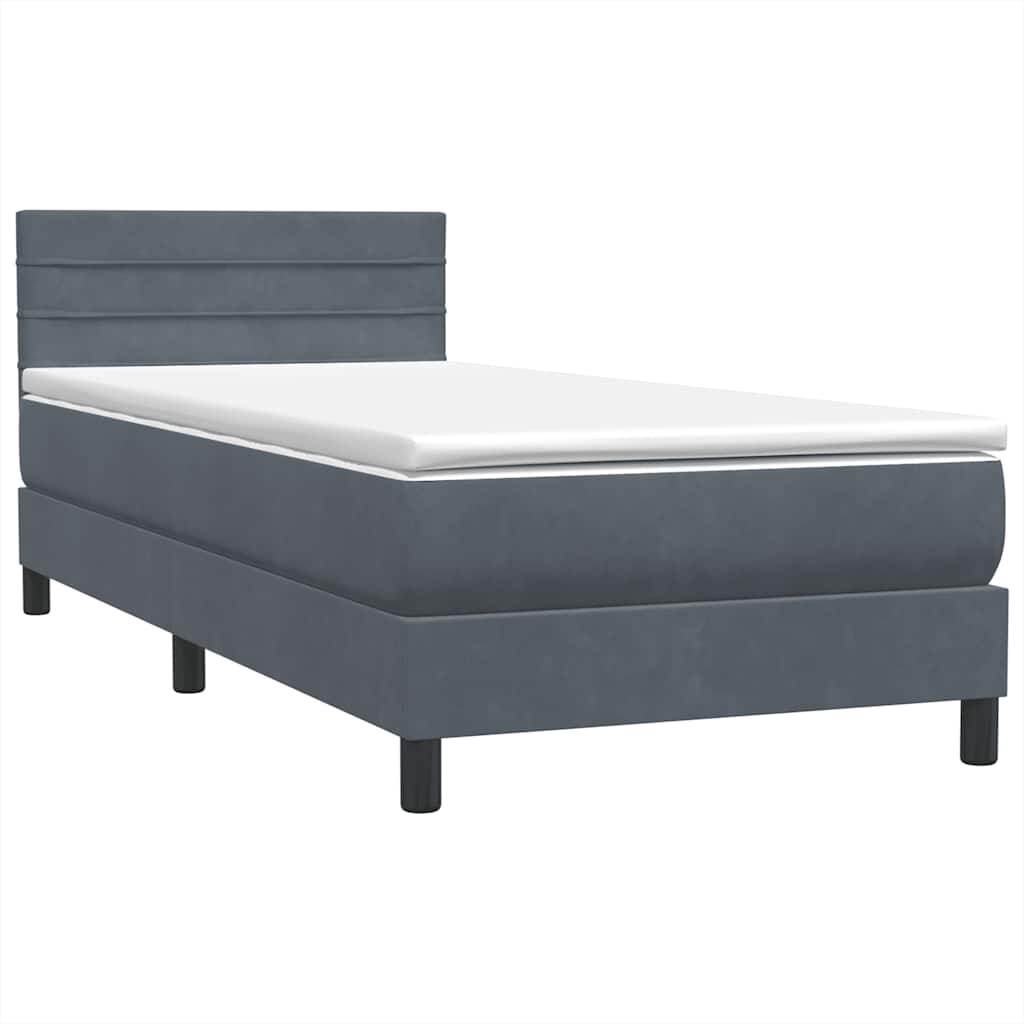Boxspring met matras en LED fluweel donkergrijs 100x210 cm – afbeelding 5