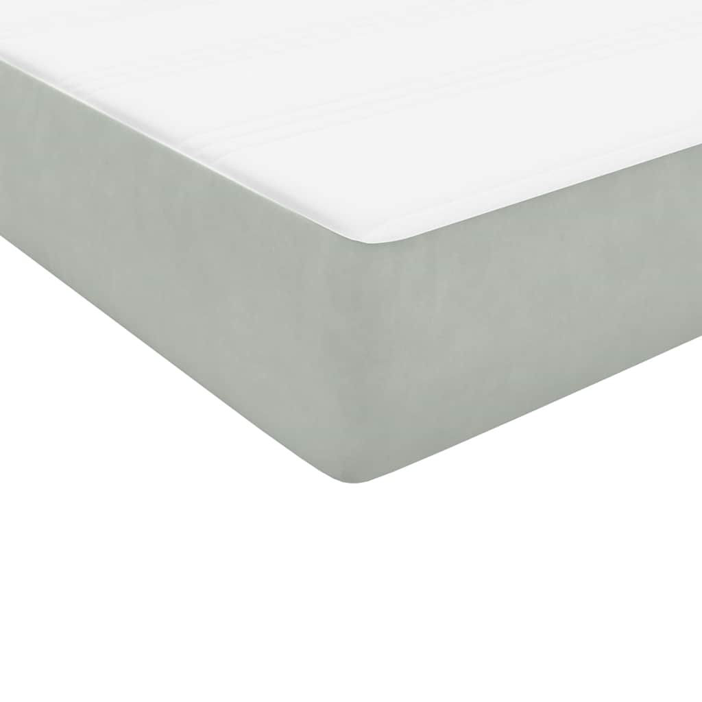 Boxspring met matras en LED fluweel lichtgrijs 160x210 cm – afbeelding 10
