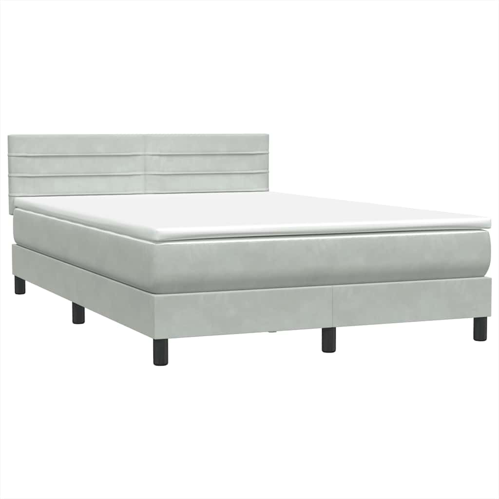 Boxspring met matras en LED fluweel lichtgrijs 160x210 cm – afbeelding 5