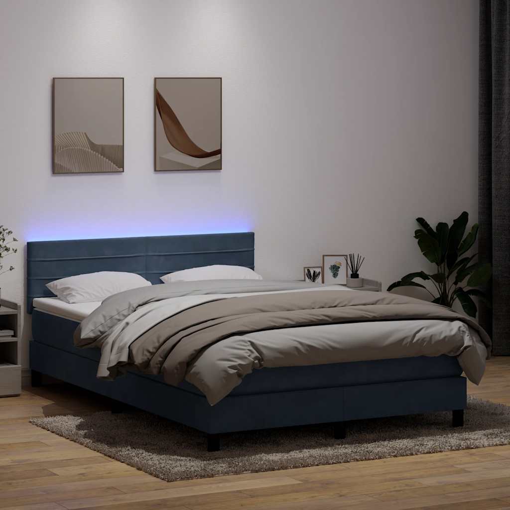 Boxspring met matras en LED fluweel donkergrijs 160x210 cm – afbeelding 1