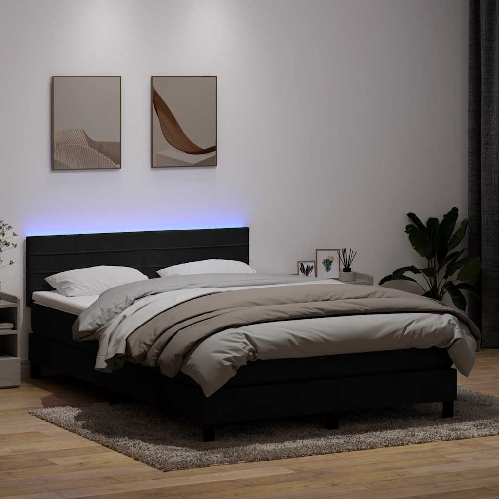 Boxspring met matras en LED fluweel zwart 160x210 cm