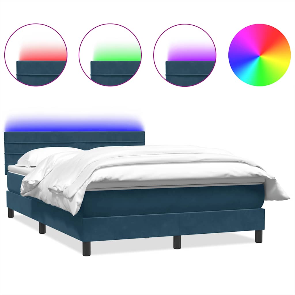 Boxspring met matras en LED fluweel donkerblauw 160x210 cm – afbeelding 2