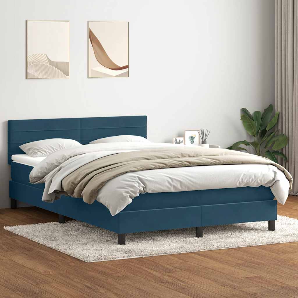 Boxspring met matras en LED fluweel donkerblauw 160x210 cm – afbeelding 4